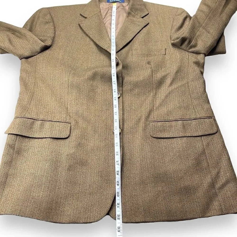 Alan Flusser Sports‎ Coat Mens 42R Brown Knit Wool Blazer